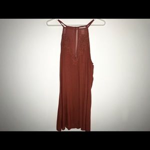 Red/Orange Sheer Embroidered Dress